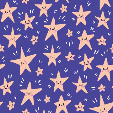Happy Stars - Cute Seamless Surface Pattern Design