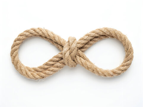 Rope tied in an infinity symbol, isolated on white background