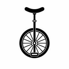 Black and white unicycle illustration with large wheel. © indira