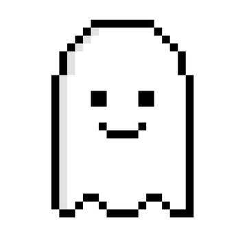 Cute Pixel Art Ghost Character for Halloween Spooky Retro Game Design