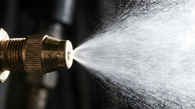Brass spray nozzle emitting fine water mist metal