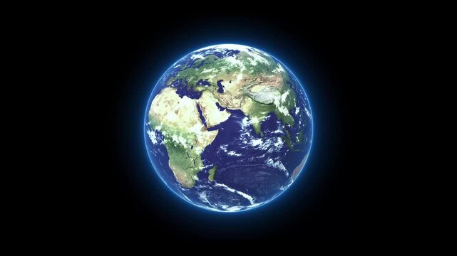 Earth from Space with Glowing Atmosphere, A view of Earth from space, showing continents and oceans with a glowing atmosphere