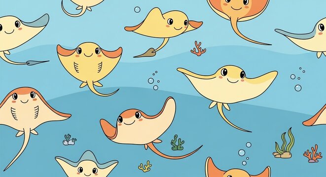 Ocean Ballet: A Whimsical Dance of Friendly Rays