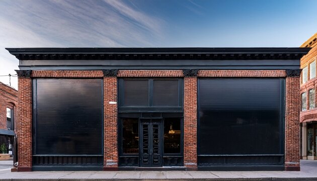 black painted storefront with a brick wall facade urban architecture building exterior vintage city design old downtown
