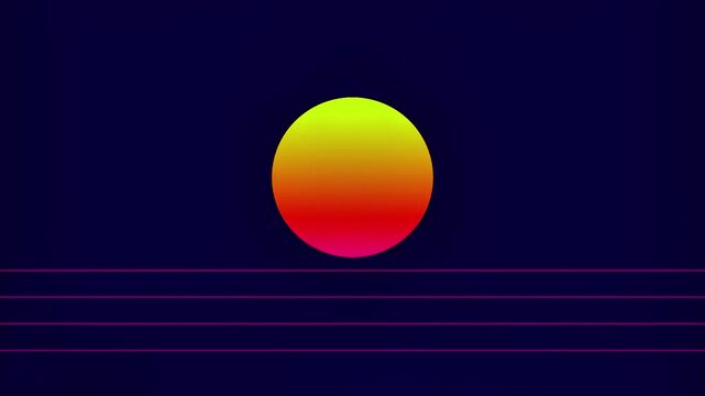 Digital warning screen of a Neon Sunset with Horizontal Lines