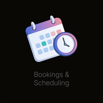 Booking and scheduling isometric icon. 3D vector calendar and clock illustration representing time management for business apps.