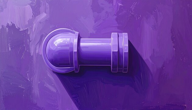 Purple Plastic Pipe Fitting on Textured Surface.