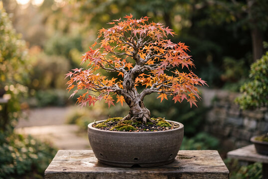 acer bonsai tree in pot