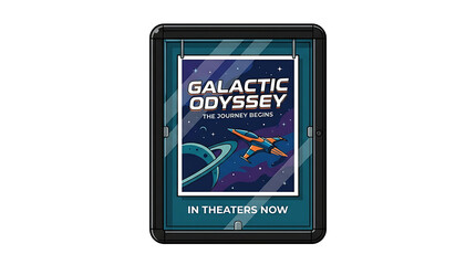 Fototapeta premium Pixel Art Poster for a Retro Sci-Fi Space Adventure Movie Titled Galactic Odyssey