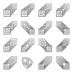 Fototapeta premium Abstract pattern of repeating black square outlines on white.