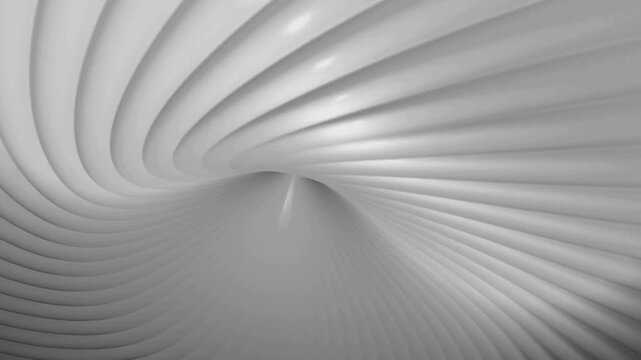 Rotating grey swirl abstract shape motion background with continuous circular smooth animation effect loop.