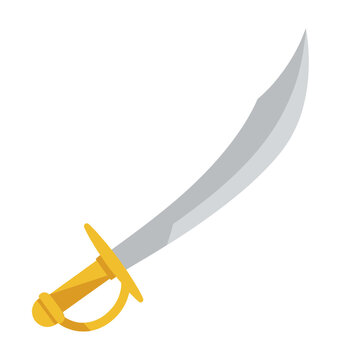 Curved Scimitar Sword Flat Vector Illustration