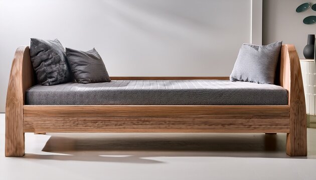 modern minimalist wooden daybed with grey mattress and bolster cushions elegant furniture for home interior