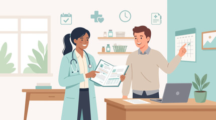 Fototapeta premium Doctor consulting patient on medical results and appointment