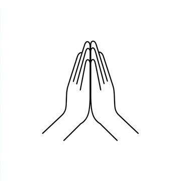 Yoga Hands Prayer Pose Simple Line Drawing for Meditation and Wellness