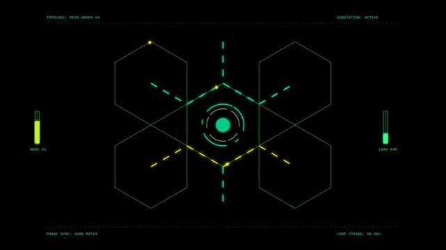 Animasi Hex Grid Node 4K Motion Graphic Animation | Seamless Loop