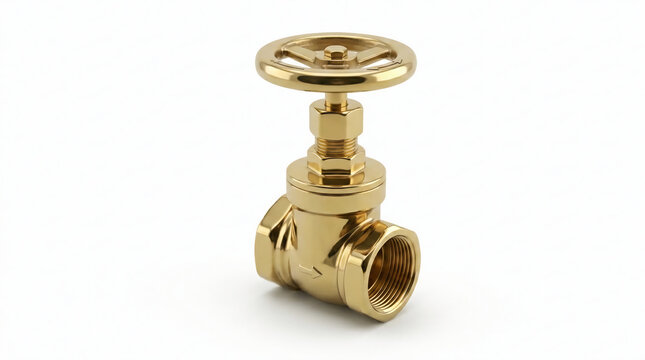 Brass Industrial Check Valve Fitting for Plumbing and Water Pipelines Isolated on White