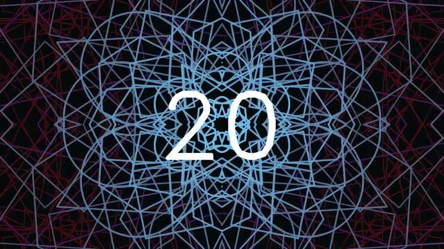 Intricate geometric abstract background with number twenty in center