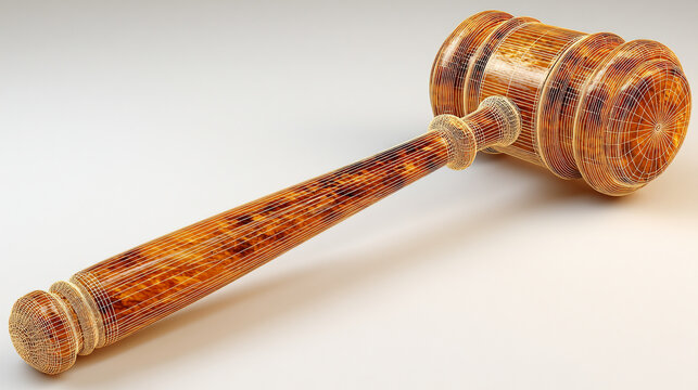 Ornamental carved wooden gavel on a clean white studio background with auctioneer