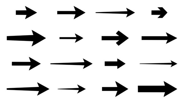 Grid of black arrows set with geometric pattern featuring directional indicators, vector arrows, and repeating shapes with modern design and clean lines