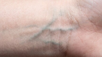 Fototapeta premium Close-up of Visible Superficial Veins on Human Forearm and Wrist