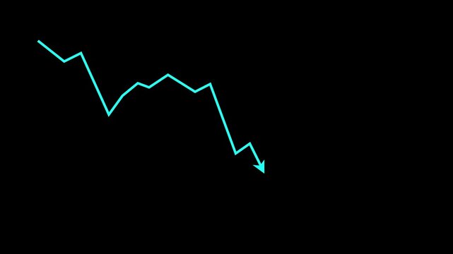 Business graph crash down with gradient arrow. Motion graphics of down business arroW. 4k motion video.