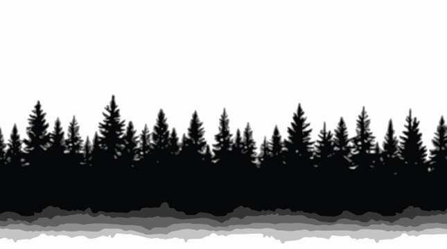 Forest trees set. tree silhouettes for winter forest landscape design, Mountain landscape. Mountains and coniferous forest. Christmas tree, fir-tree, pine, pine-tree
