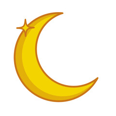 Cute crescent moon illustration featuring a bright yellow moon shape and sparkle accent © Gita