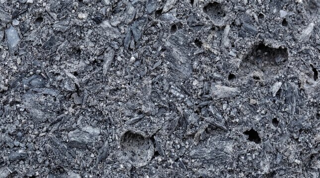 Detailed Macro Texture of Compressed Grey Volcanic Ash Tuff Stone with Sharp Mineral Grains
