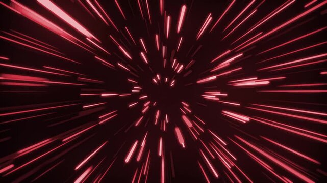 Neon hyperspace tunnel burst background animation, Neon light burst tunnel streaks radiating from center animation