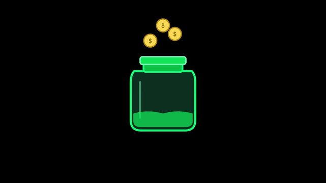 Gold Coins Falling Into Money Jar Savings and Investment Motion Graphic Animation