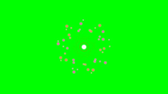 Abstract circular explosion effect animation on a vibrant green background