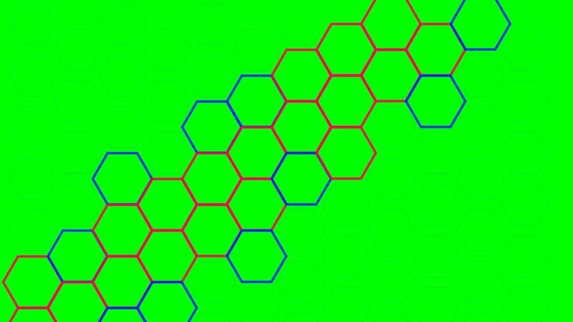 Abstract geometric pattern of interconnected hexagons on a green background