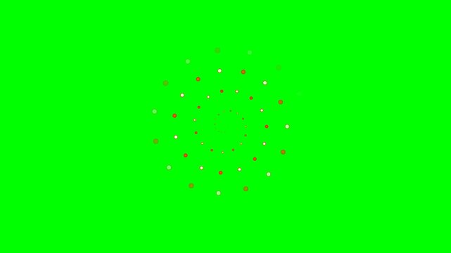 Abstract circular pattern formed by red and yellow dots on green background