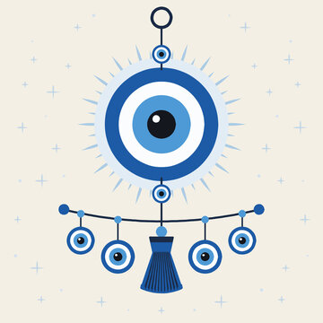 Nazar Battu Evil Eye Protection Amulet with Tassel and Beads