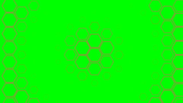 Abstract geometric pattern of brown hexagons on a vibrant green background