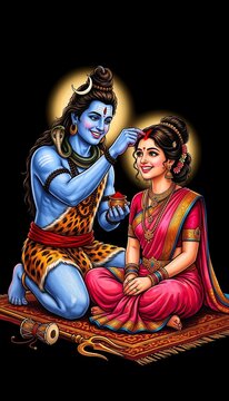 Shiv parvati ai art full hd illustration 