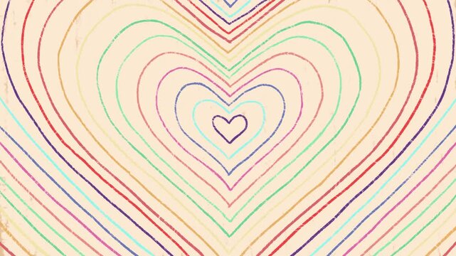 Hand Drawn Colorful Heart Pattern with Playful Animated Pencil Lines