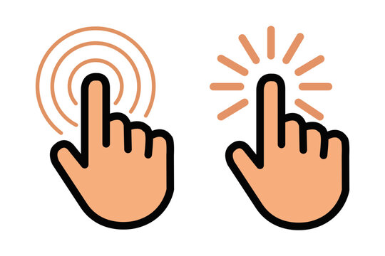 Hand cursor clicking icons