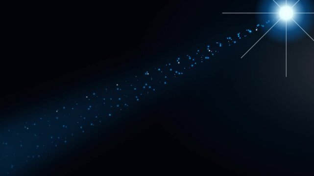 Blue Light Beam with Floating Particles on Black Background