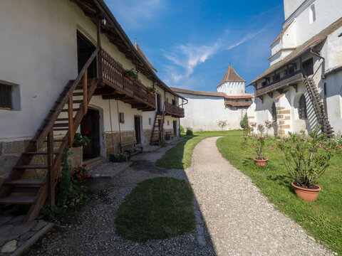 Harman fortified church inner courtyard  in Transylvania, Romania