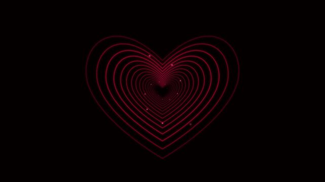 Abstract Red Heart Tunnel Animation
