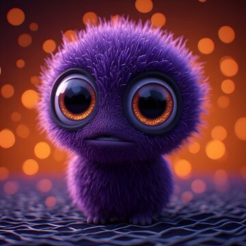 Creative purple alien with glowing eyes