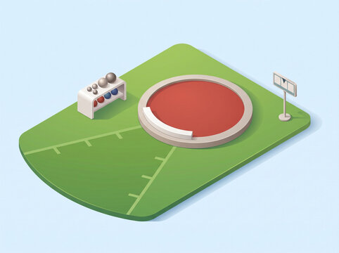Minimalist isometric 3D illustration of a sports court