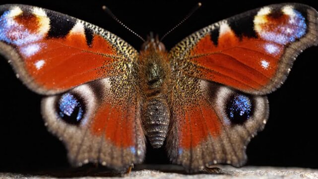 Macro European Peacock Butterfly with Vibrant Eyespots