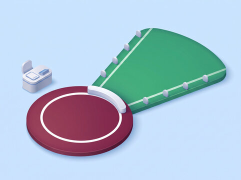 Minimalist isometric 3D illustration of a sports court