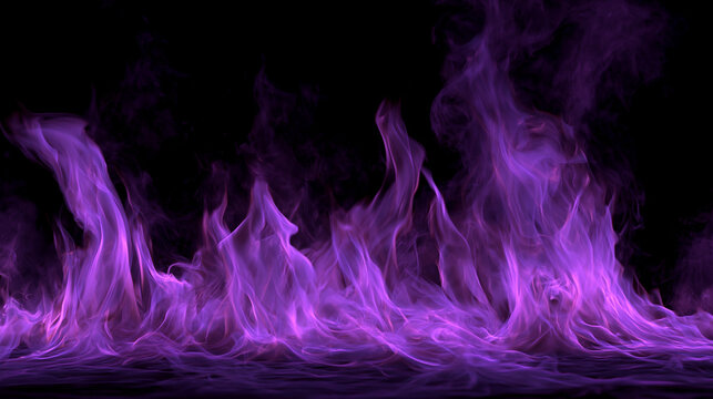 Mystic Purple Flame Wall on Black Background