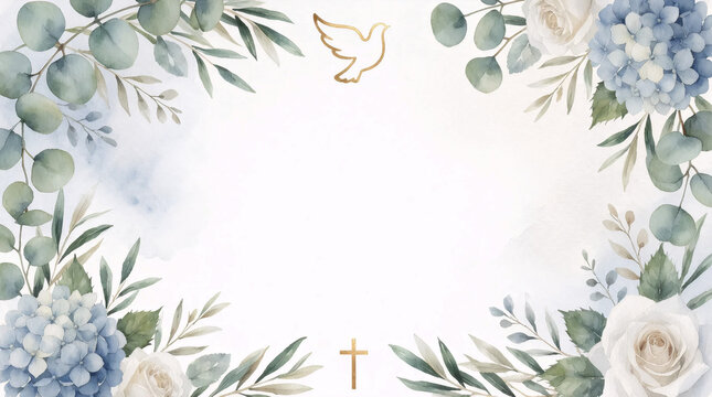 Minimal Dove Corner Border Watercolor Christian Frame