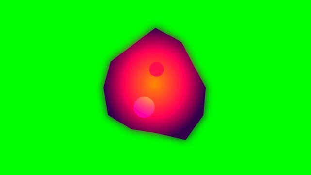 Abstract glowing orb with vibrant red and purple hues on green background