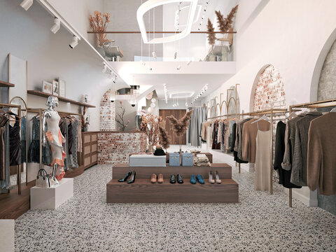 3d render luxury fashion shop